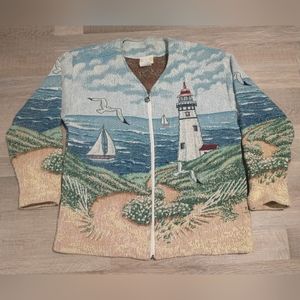 VTG Lighthouse Ocean Sweater Large